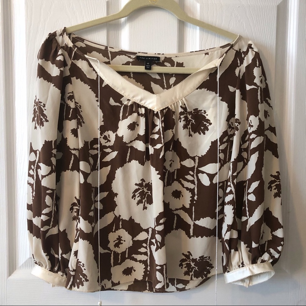 The Limited Silk Floral Boho Cropped Blouse XS